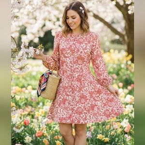 LOFT Flowers dress size #14 Red And White Color.